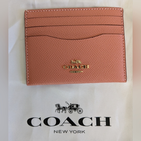 Coach Handbags - Coach Light Coral / Gold CrossGrain Leather Slim Id Case New with Tags ❤